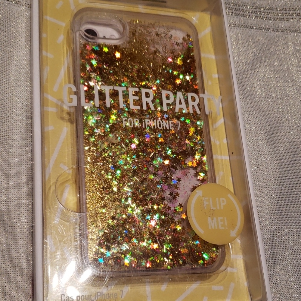 RECOVER/Nordstrom iPhone 7 GLITTER PARTY Case GOLD New NIB Fun HPx2π - Picture 5 of 7